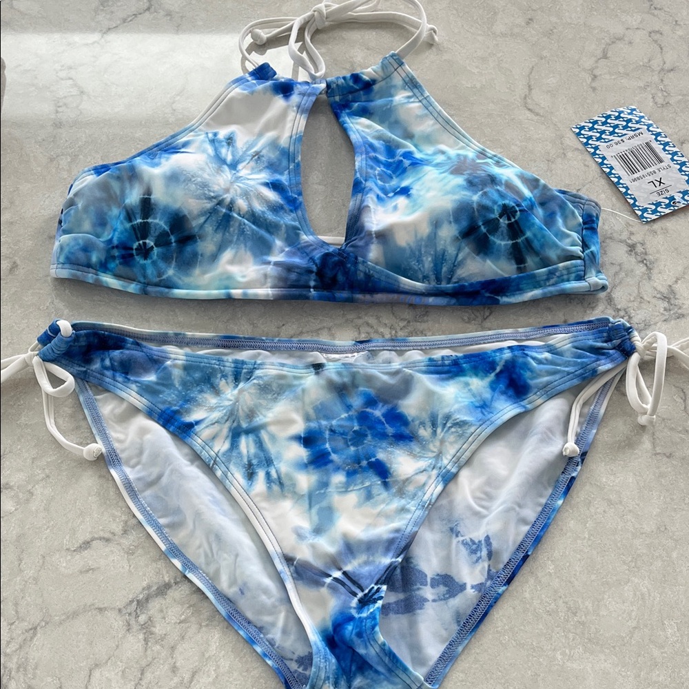Blue Tie-Dye Women's Bikini Set